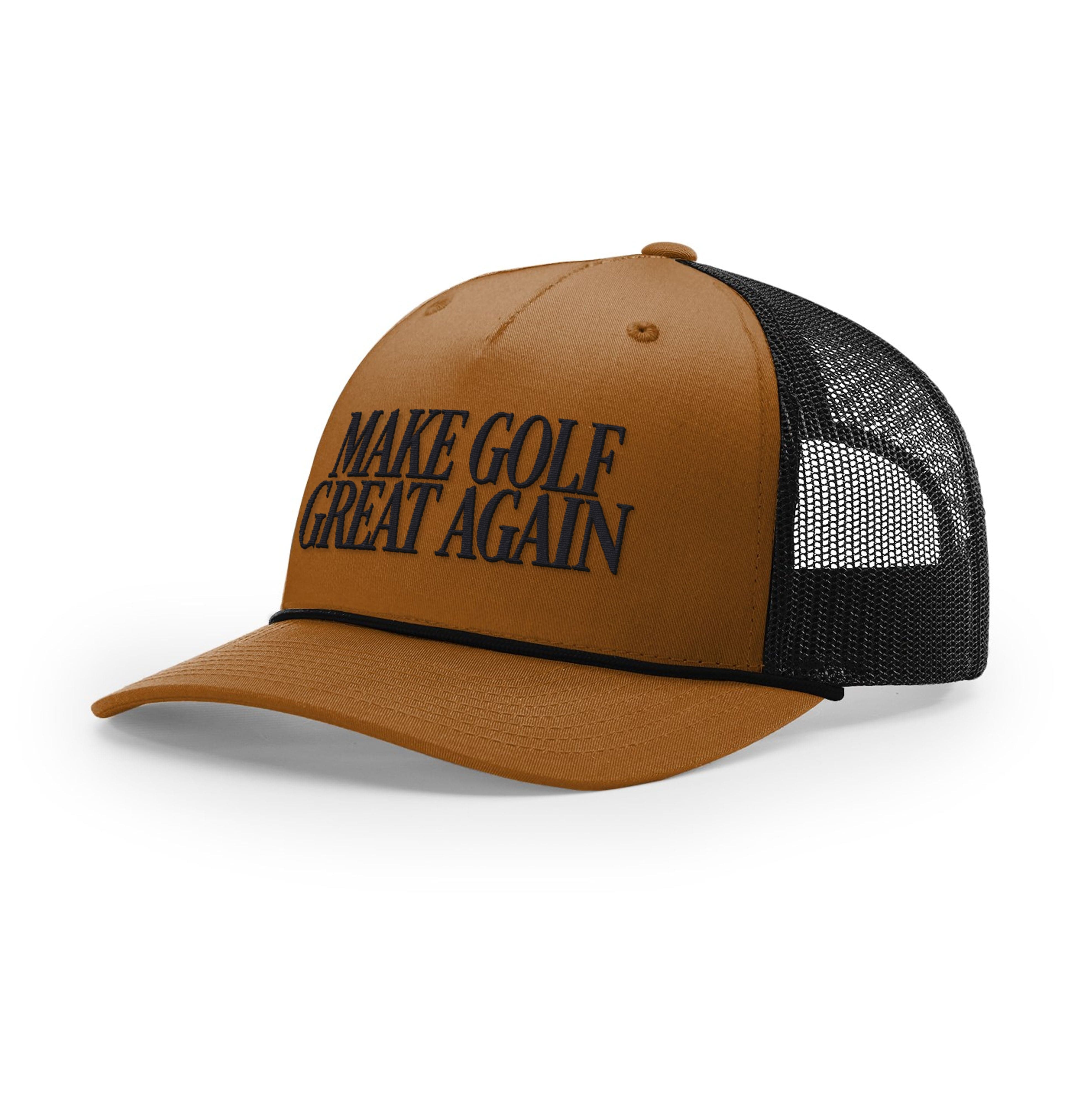 Five Panel Trucker with Rope / Caramel/Black / OS Make Golf Great Again Rope Trucker Hat maga trump