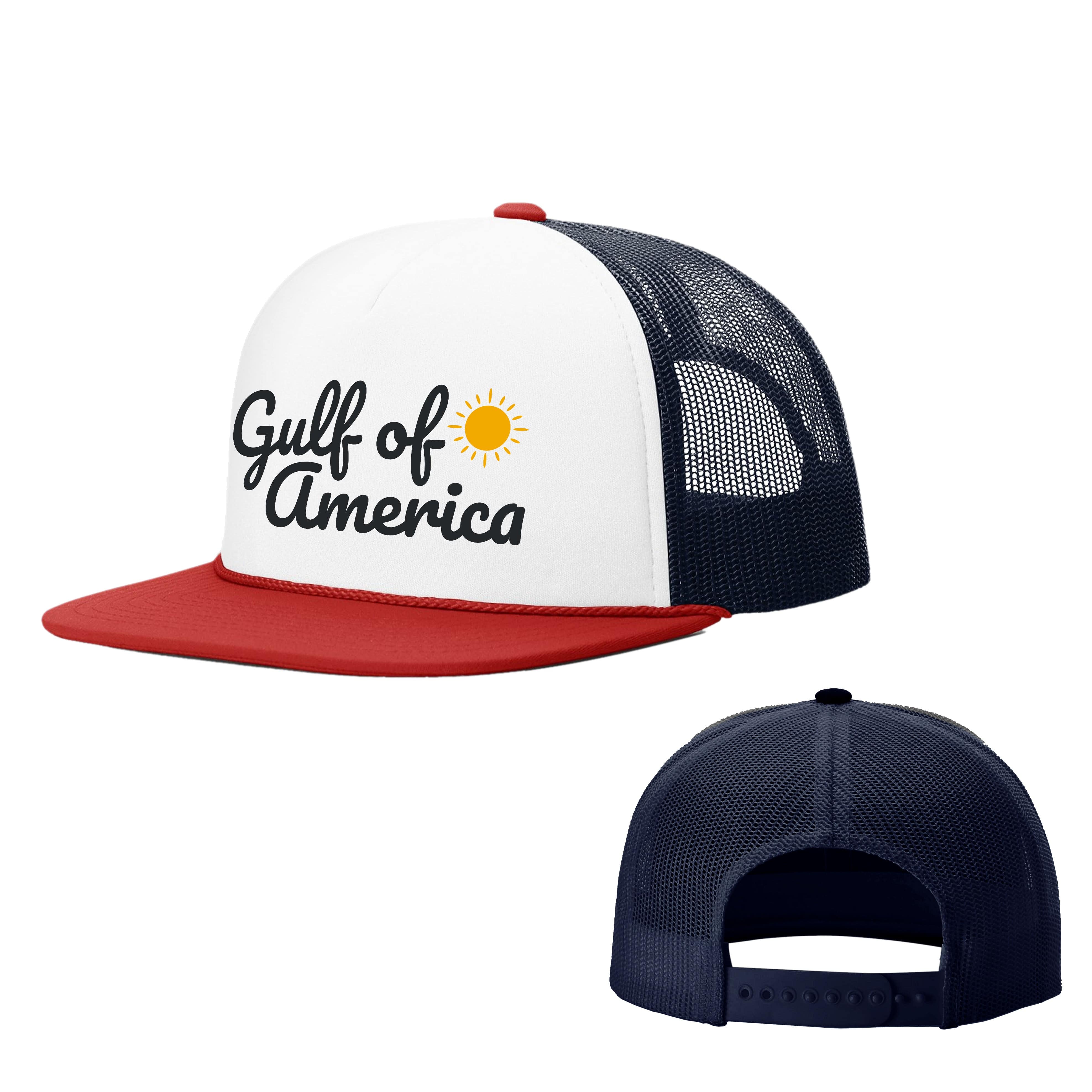 Foamie Trucker Cap / White/Navy/Red Gulf of America Sunshine Foamie Hats maga trump