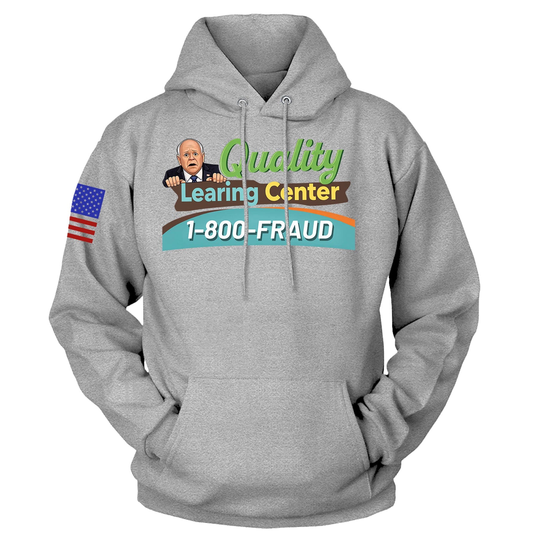 Gray / S Tim Walz's Learing Center Hoodie maga trump