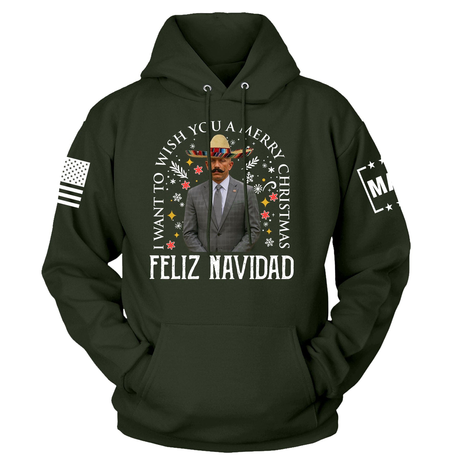 Green / S Feliz Navidad Hoodie maga trump