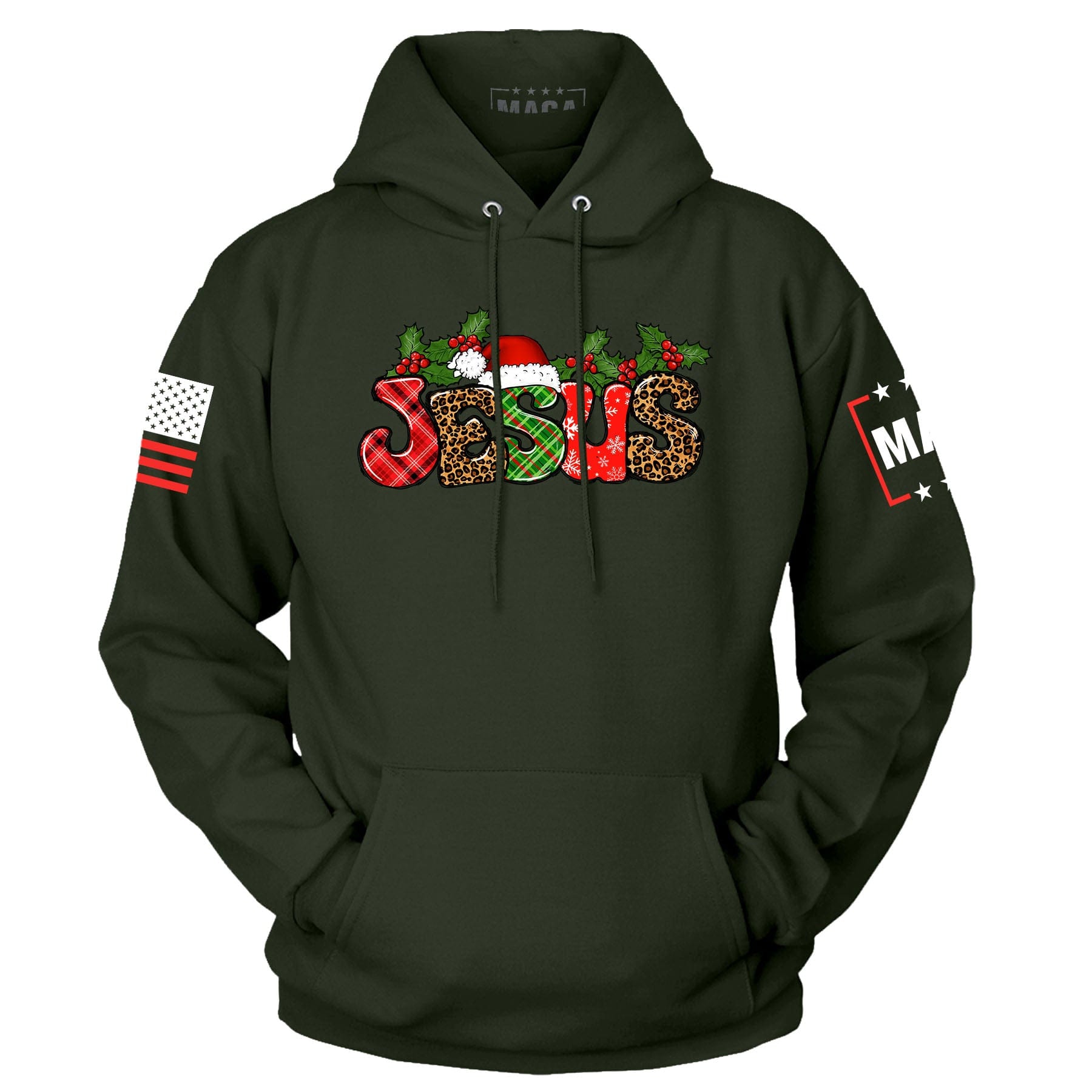 Green / S Jesus Christmas Hoodie maga trump