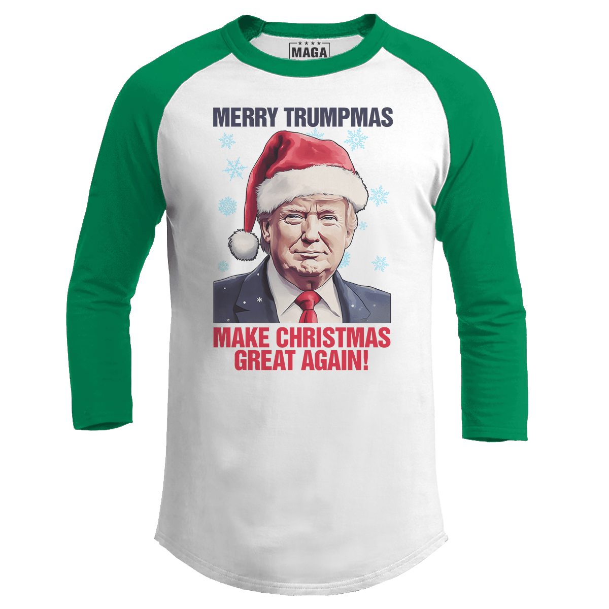Green / S Merry Trumpmas Raglan maga trump