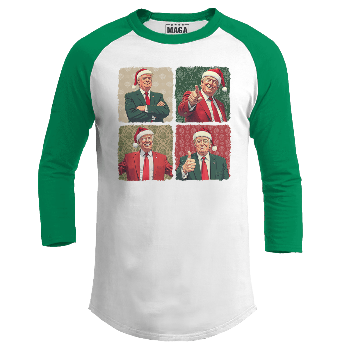 Green / S Santa Trump Raglan maga trump