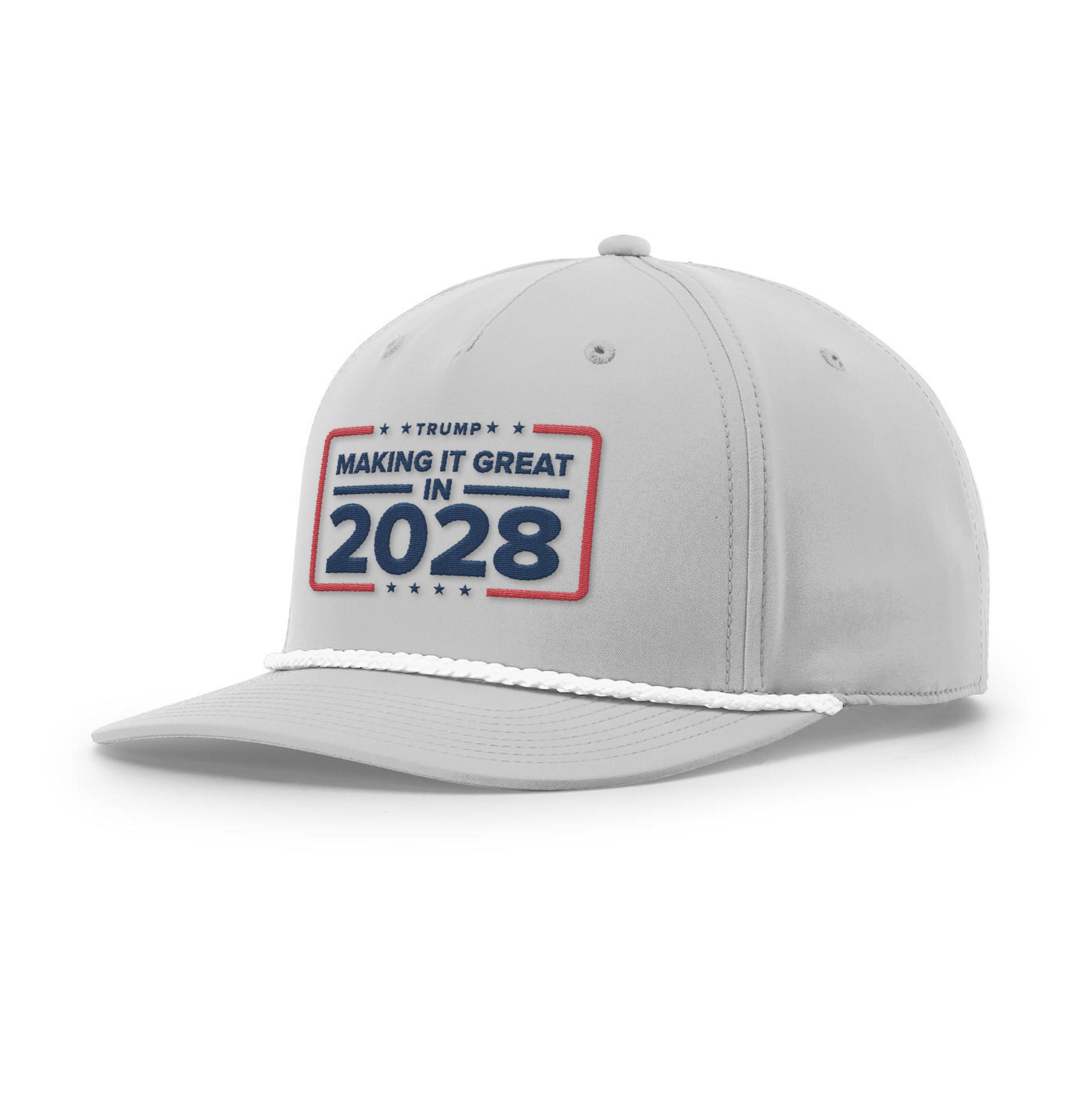 Heather Gray/White Making it Great in 2028 Rope Hat maga trump