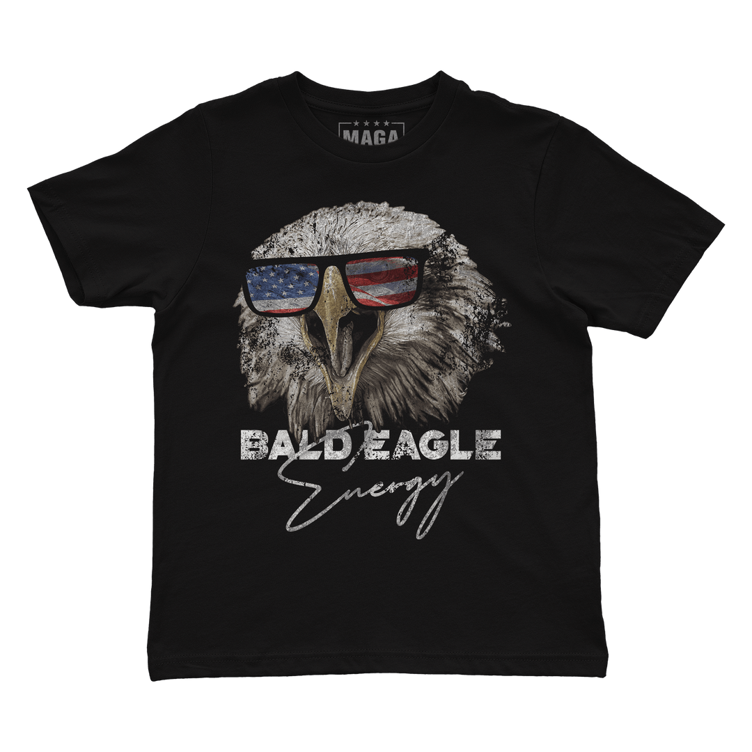 Kids Shirt / Black / Youth XS Bald Eagle Energy Kids Tee maga trump
