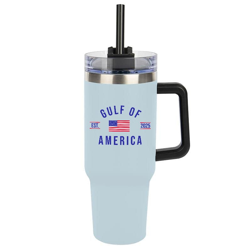 Light Blue Gulf of America EST 2025 Tumbler maga trump