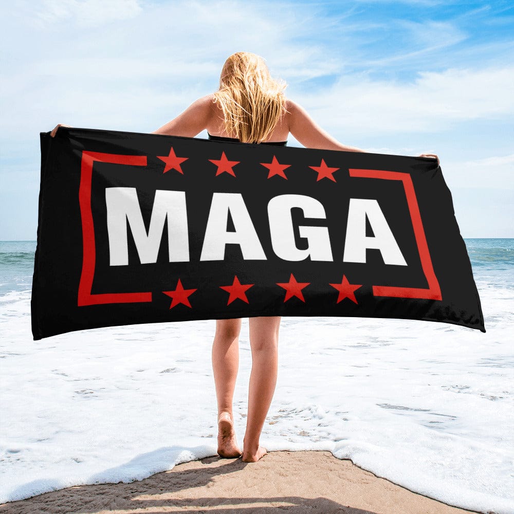 MAGA Logo (Black) Beach Towel maga trump
