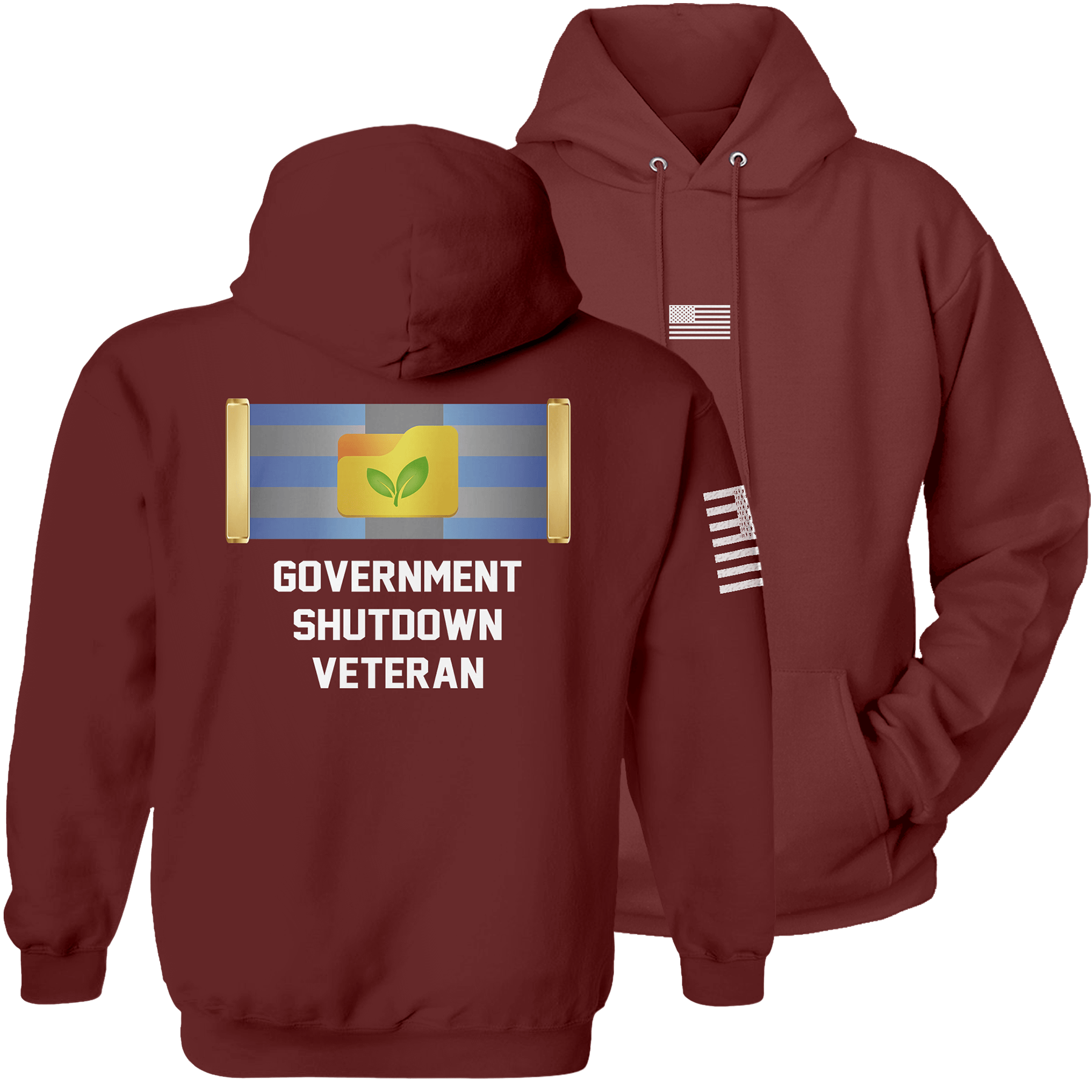 Maroon / S Government Shutdown Veteran Hoodie | Fall Edition maga trump