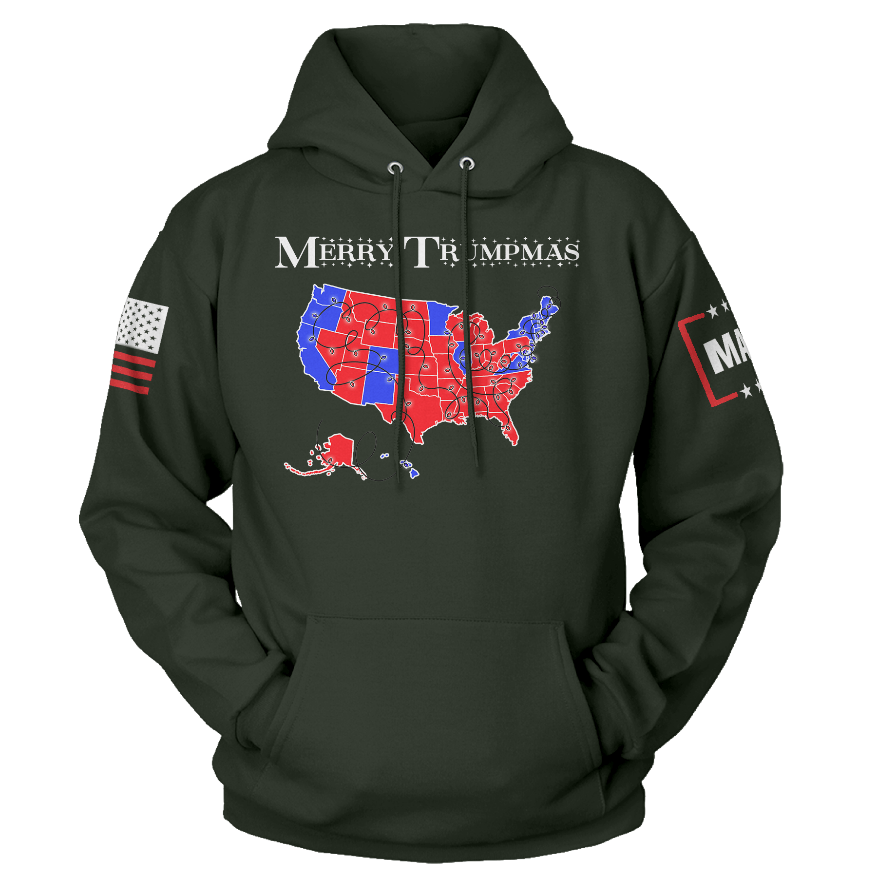 Men's Hoodie / Green / XS Merry Trumpmas V2 maga trump