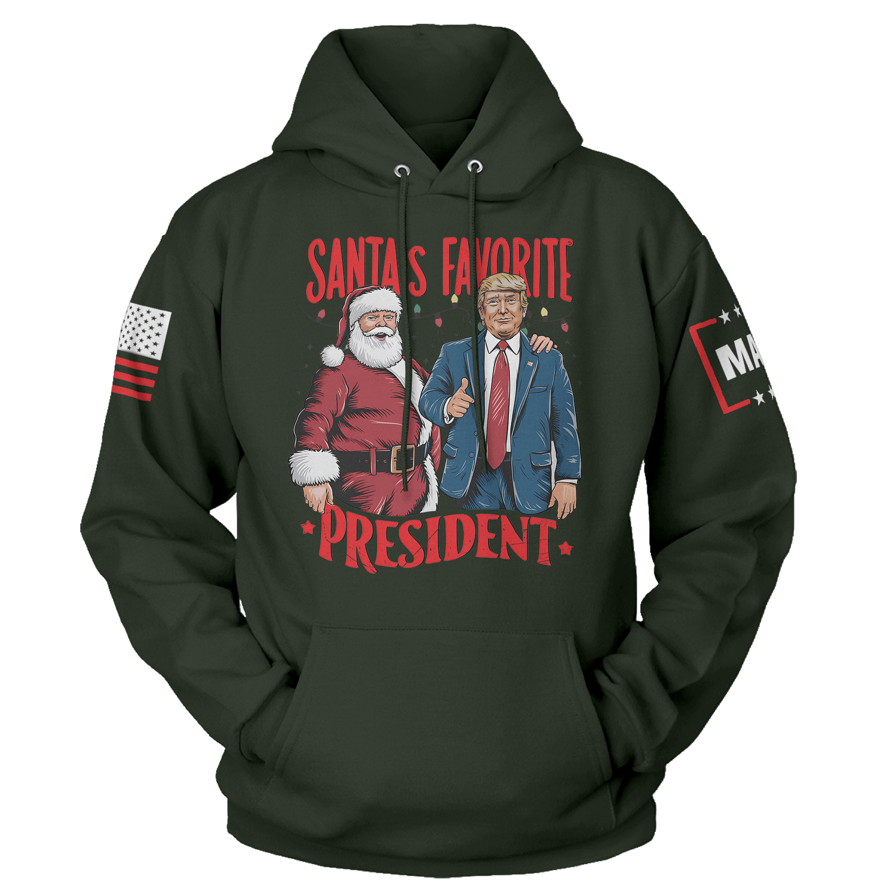 Men's Hoodie / Green / XS Santa's Favorite President maga trump