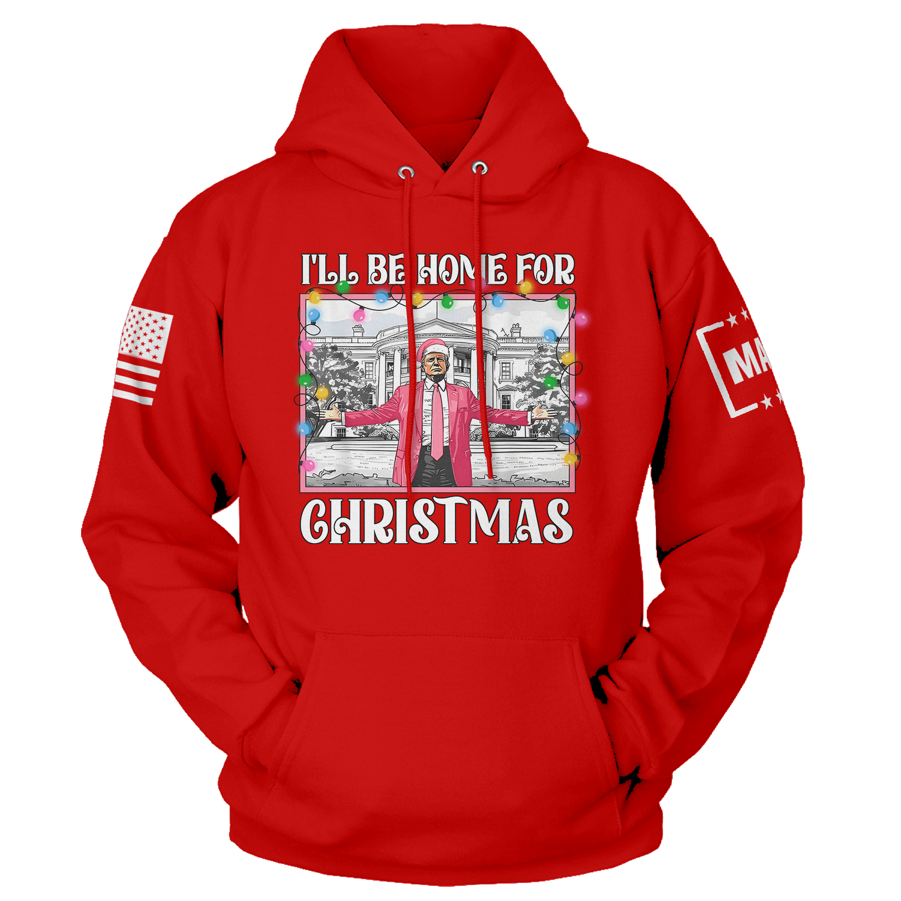 Men's Hoodie / Red / XS I'll be Home for Christmas 2 maga trump