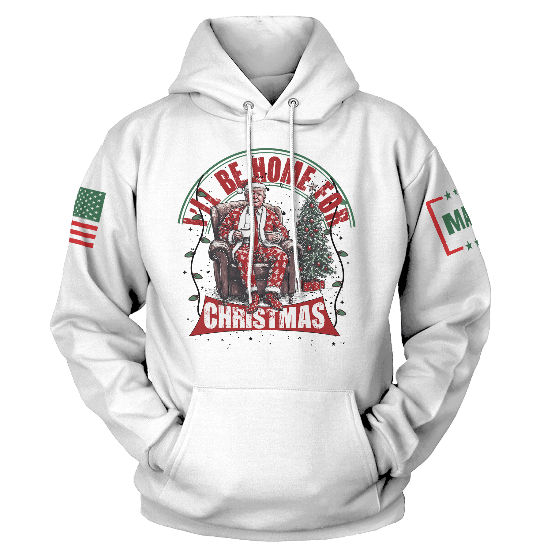 Men's Hoodie / White / S I'll be Home for Christmas 6 Hoodie maga trump