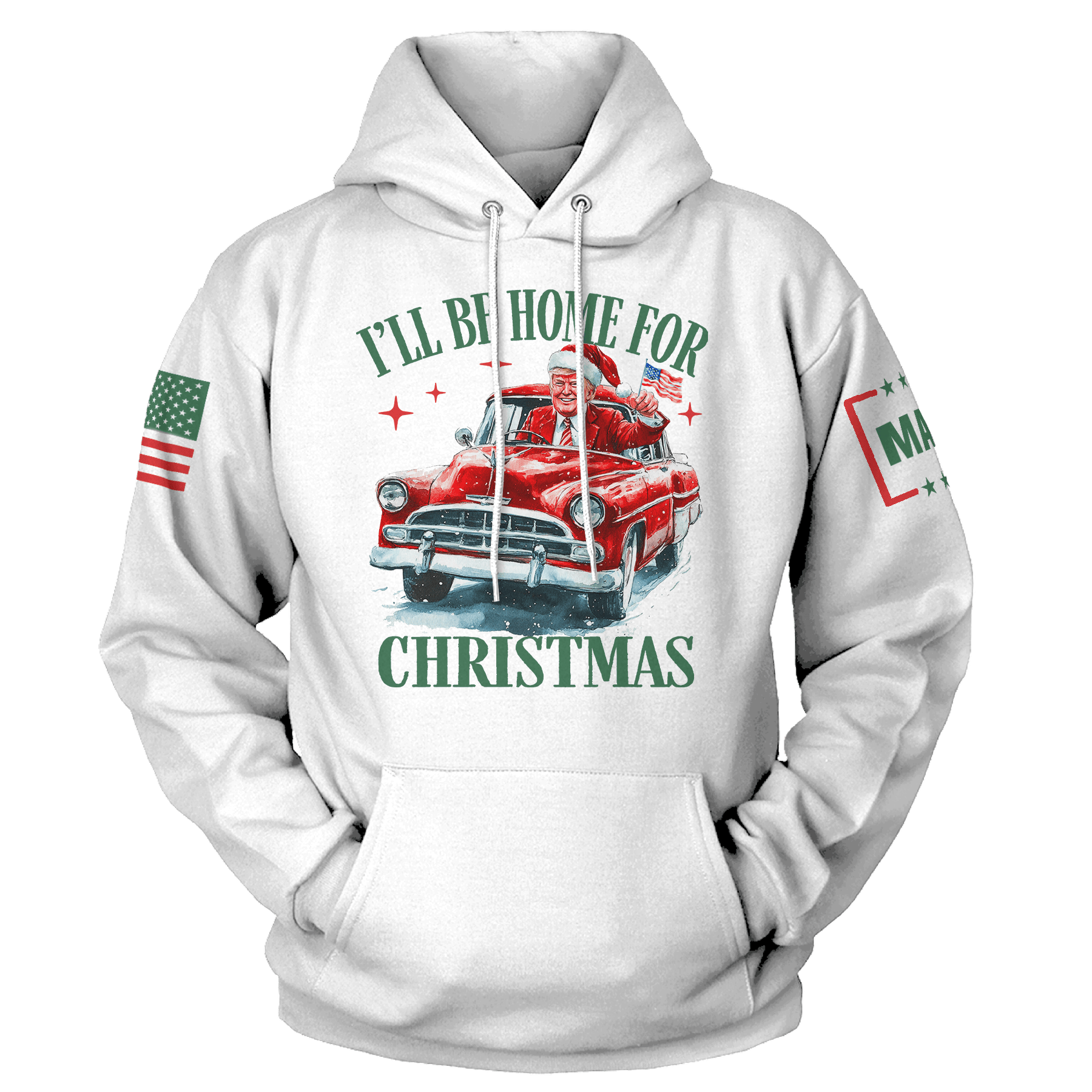 Men's Hoodie / White / S I'll be Home for Christmas Hoodie maga trump