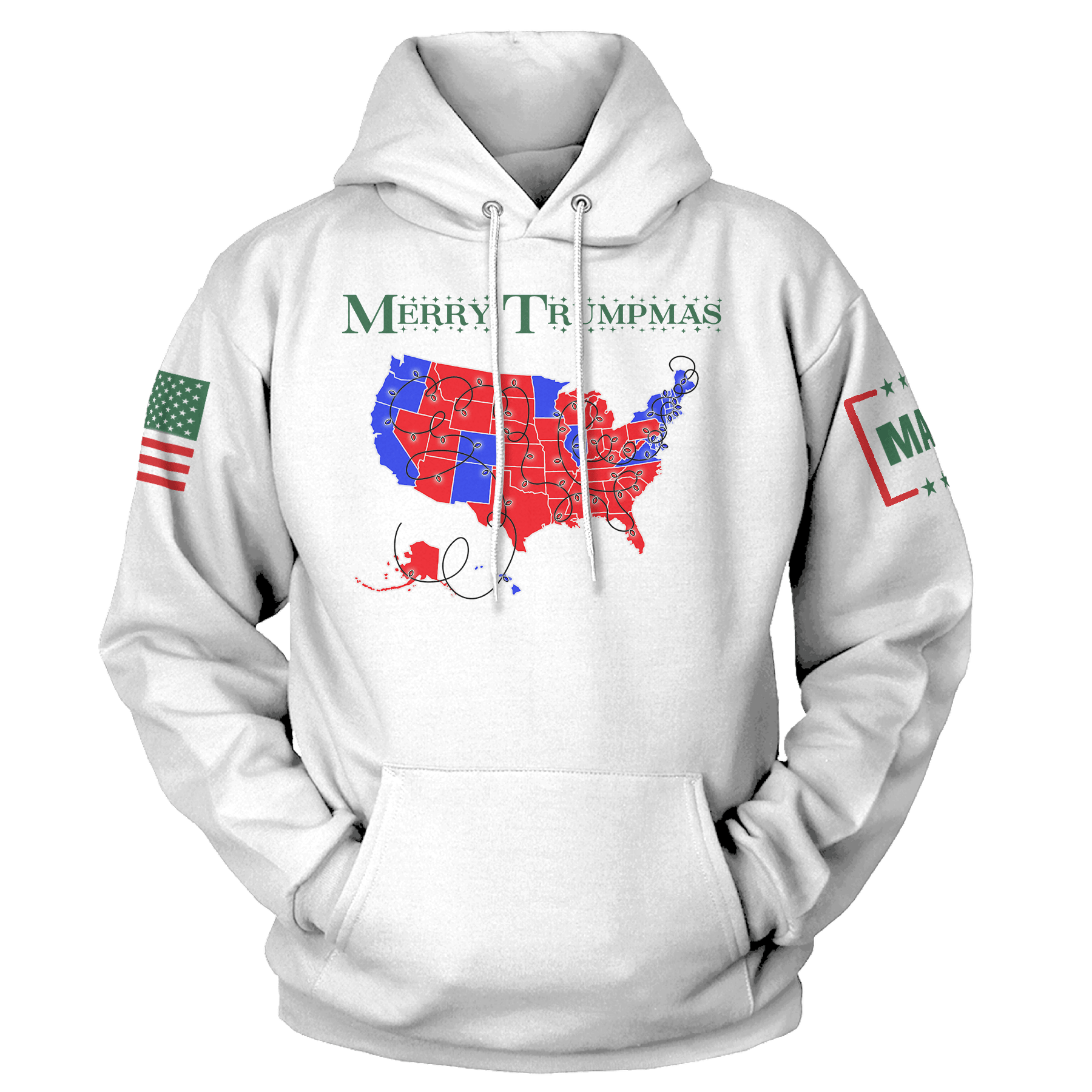 Men's Hoodie / White / S Merry Trumpmas V2 Hoodie maga trump