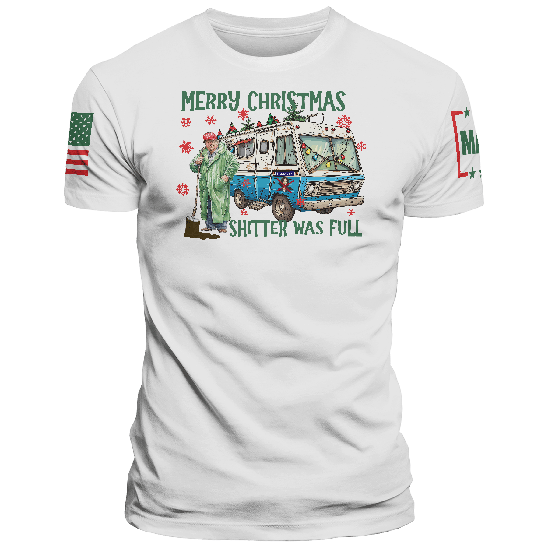 Men's Shirt / White / XS Merry Christmas Shitter was Full maga trump