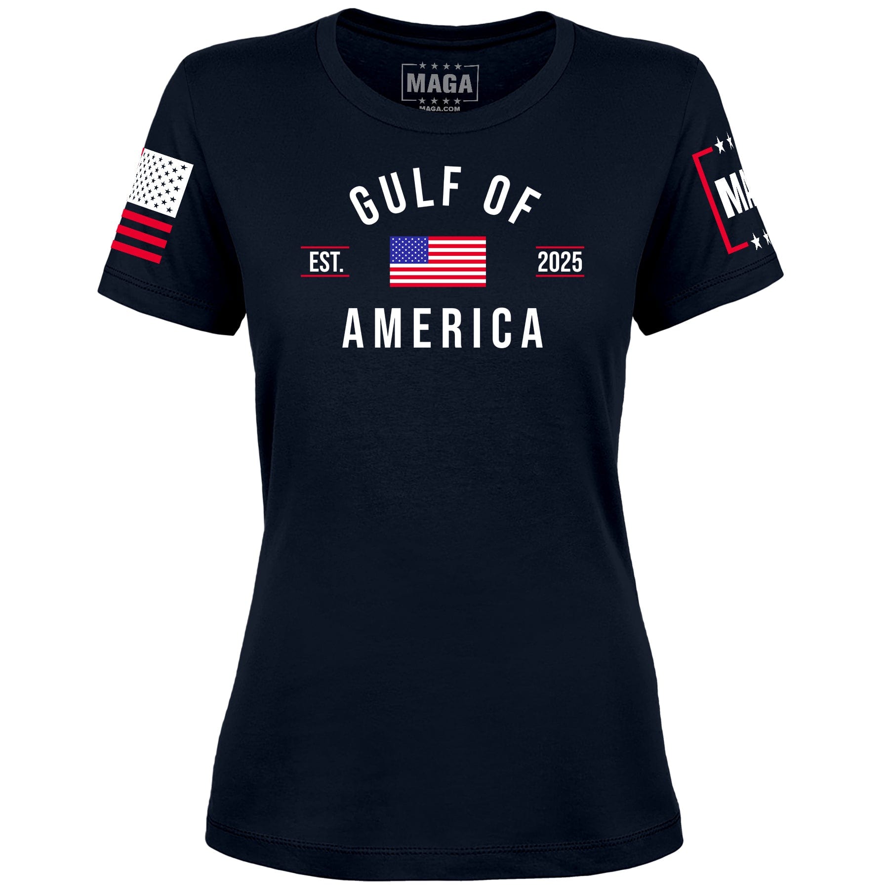 Midnight Navy / XS Gulf of America EST 2025 Ladies Tee maga trump