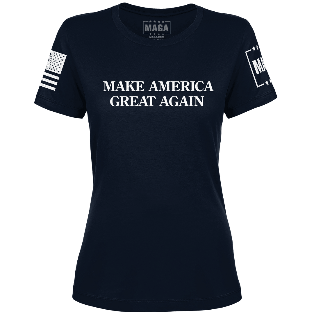 Midnight Navy / XS "MAGA Hat" Ladies T-Shirt (Navy) maga trump