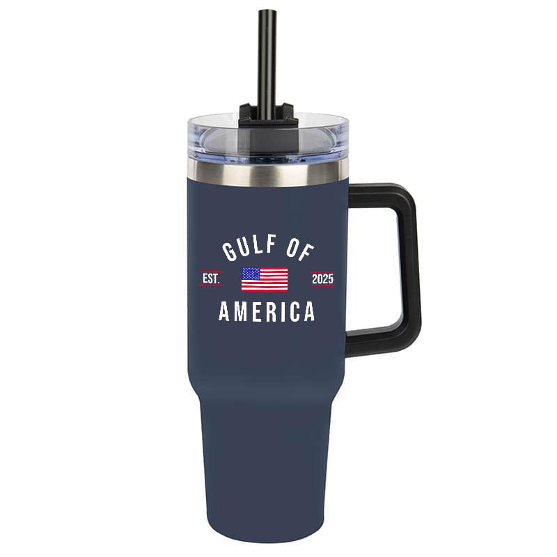 Navy Blue Gulf of America EST 2025 Tumbler maga trump