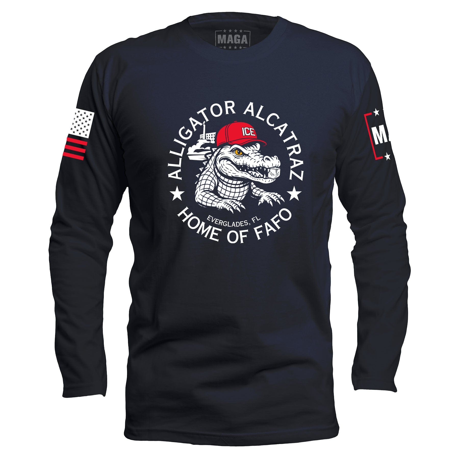 Navy / S Alligator Alcatraz - Home of FAFO Long Sleeve maga trump
