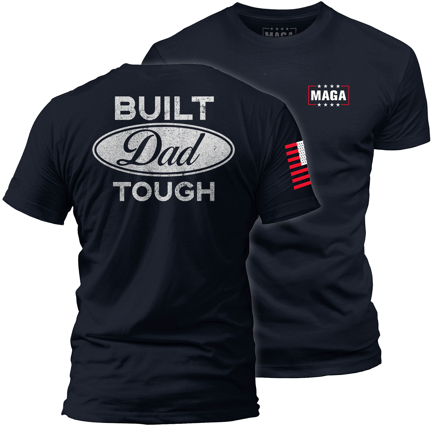 Navy / S Build Dad Tough maga trump