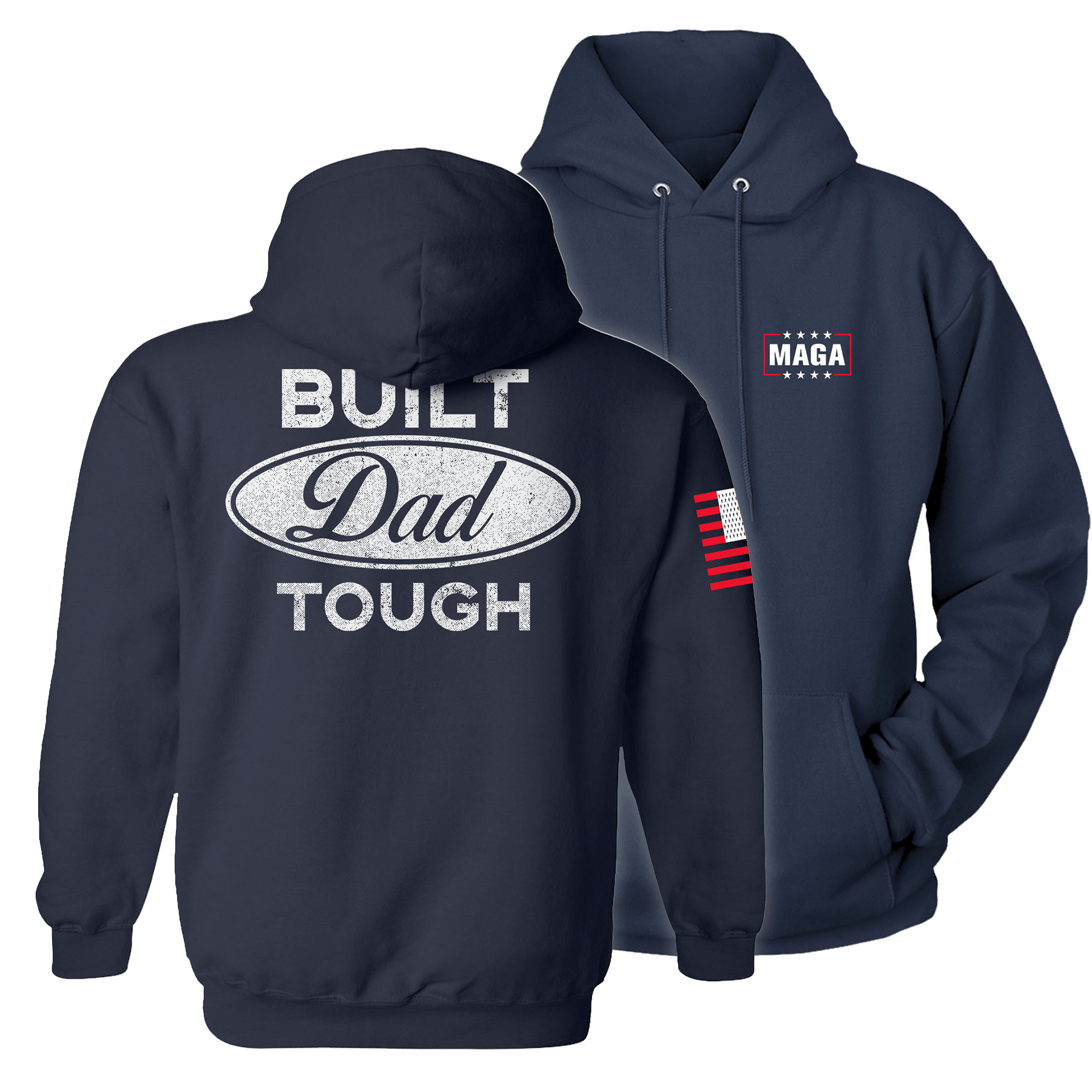 Navy / S Build Dad Tough Hoodie maga trump