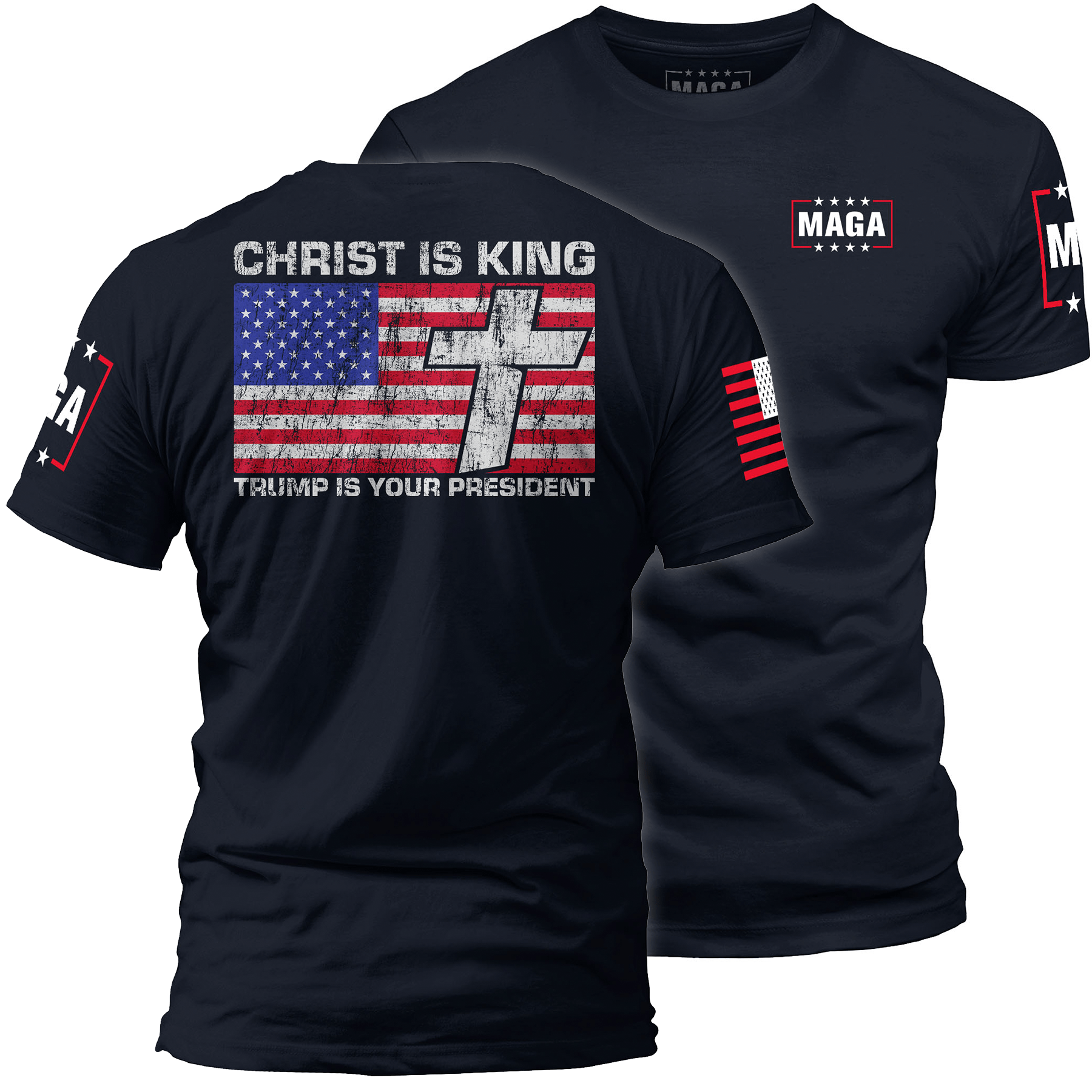 Navy / S Christ is King and Trump is President v1 maga trump
