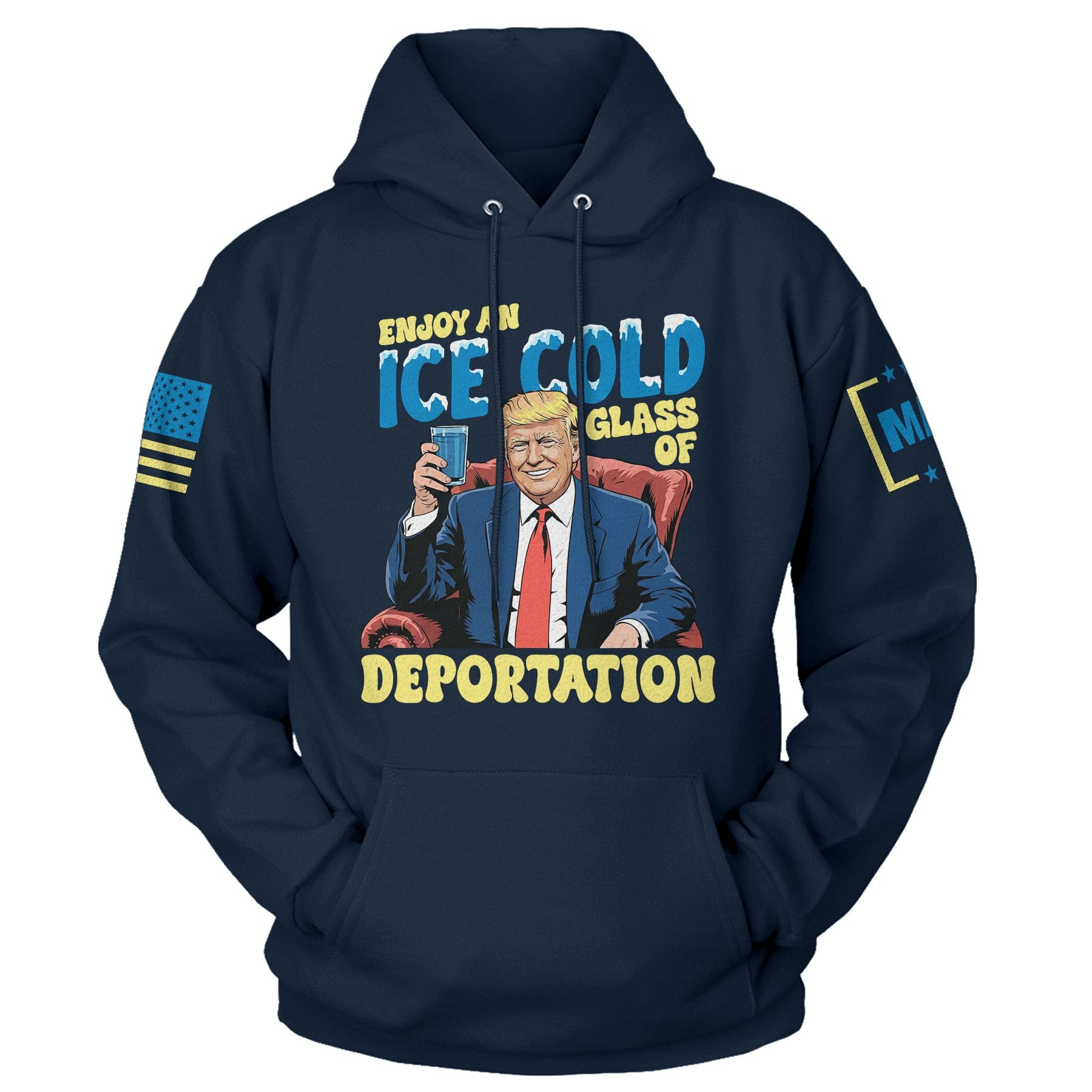 Navy / S Ice Cold Deportation Hoodie maga trump