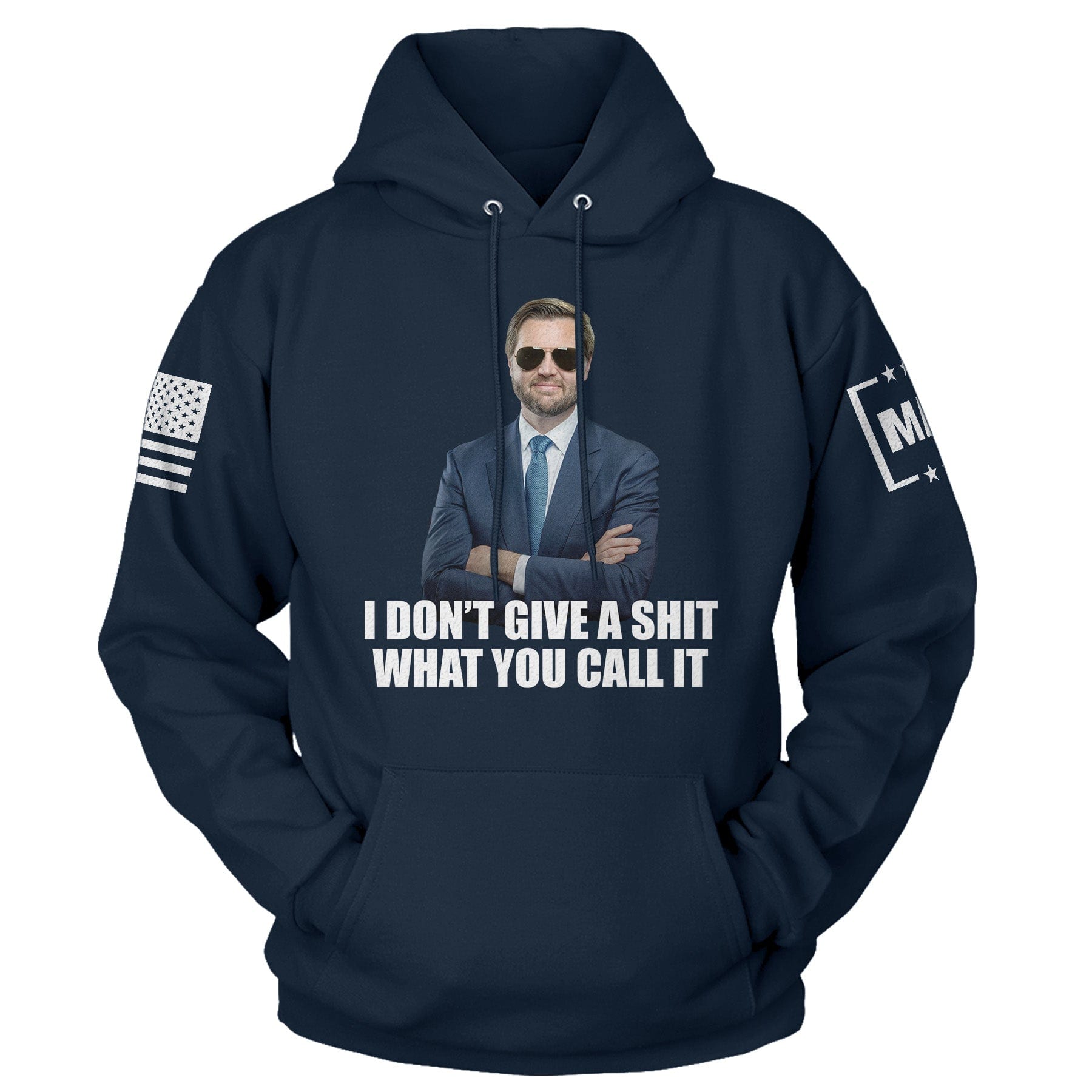 Navy / S JD Vance - I don't give a Hoodie maga trump