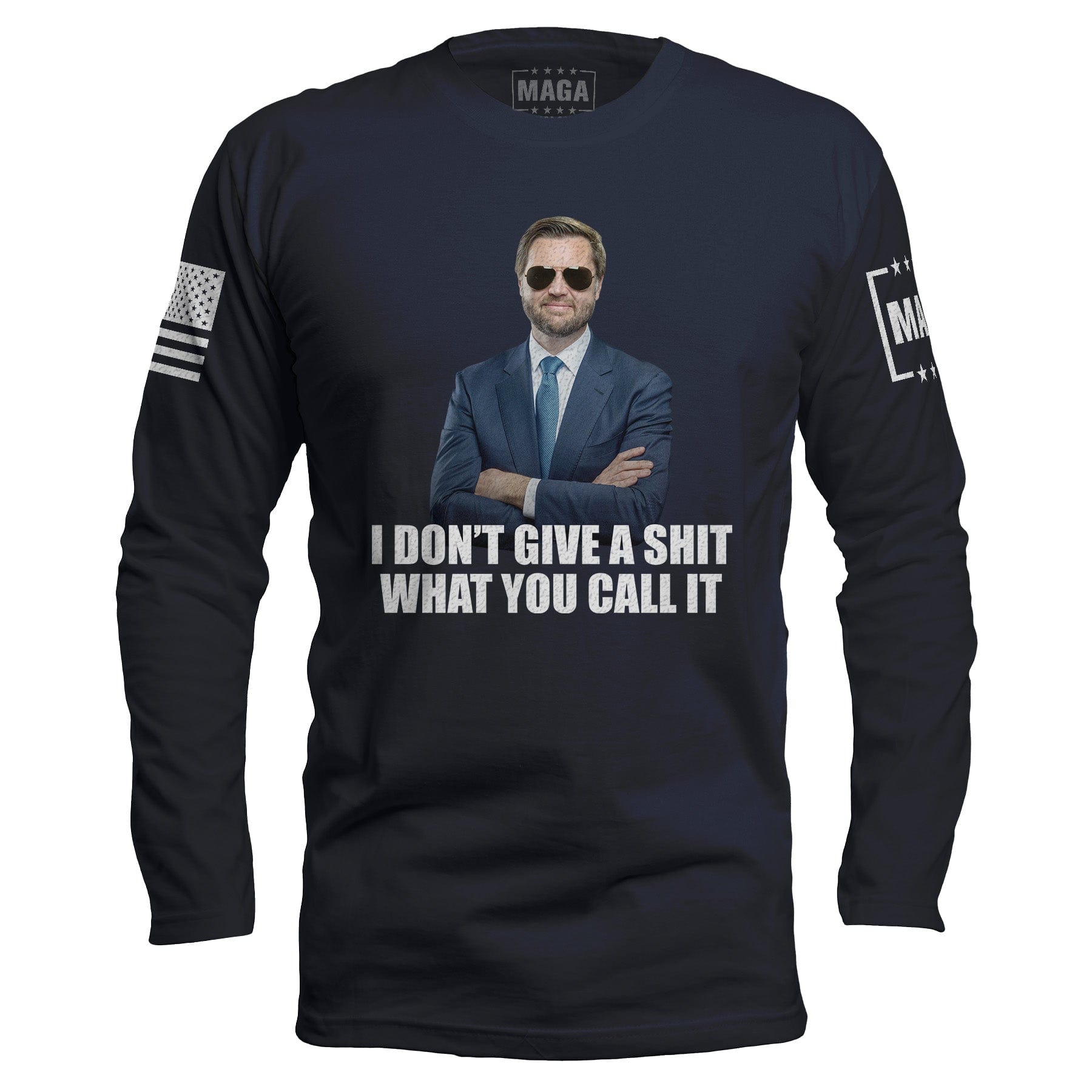 Navy / S JD Vance - I don't give a Long Sleeve maga trump