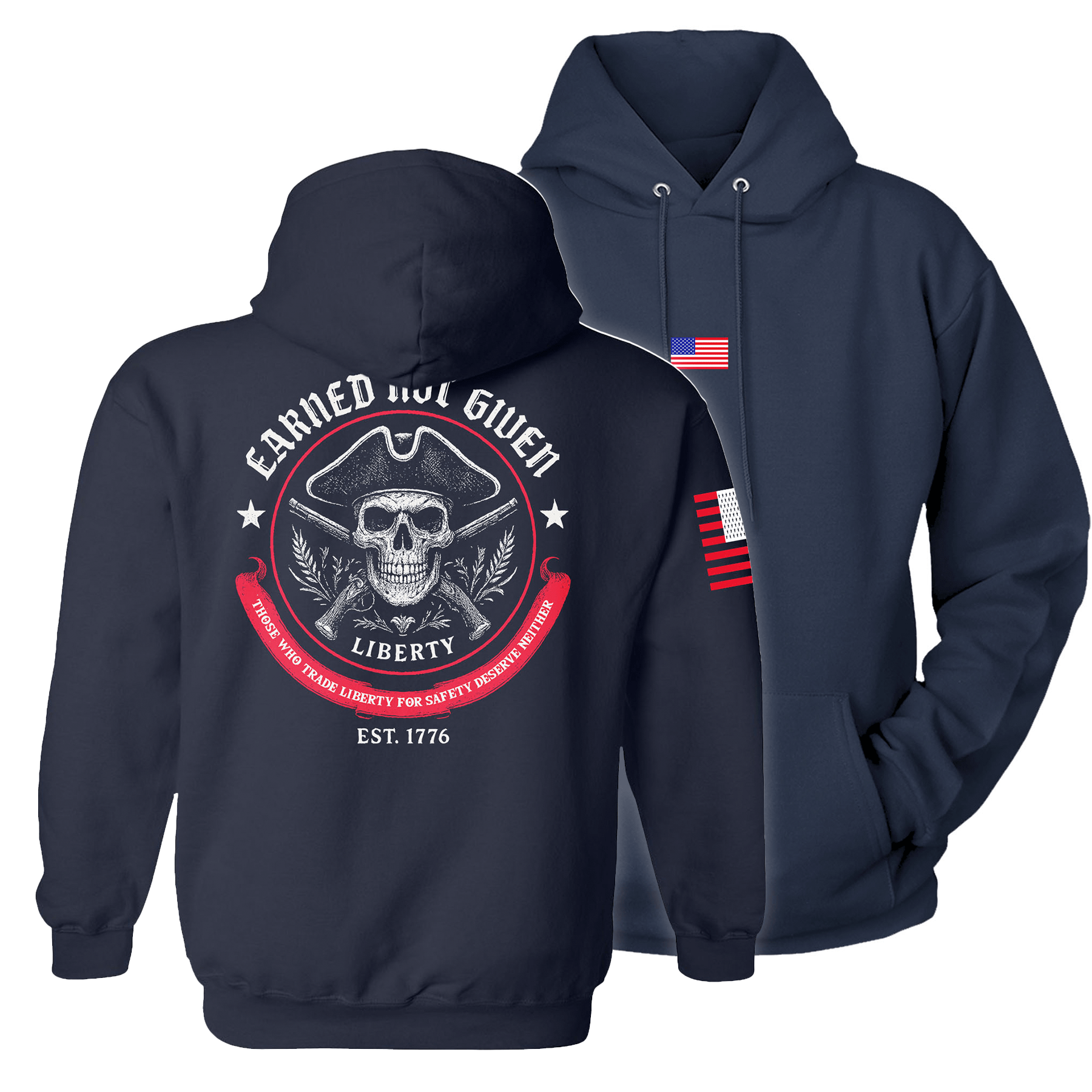 Navy / S Liberty, Earned Not Given Hoodie maga trump