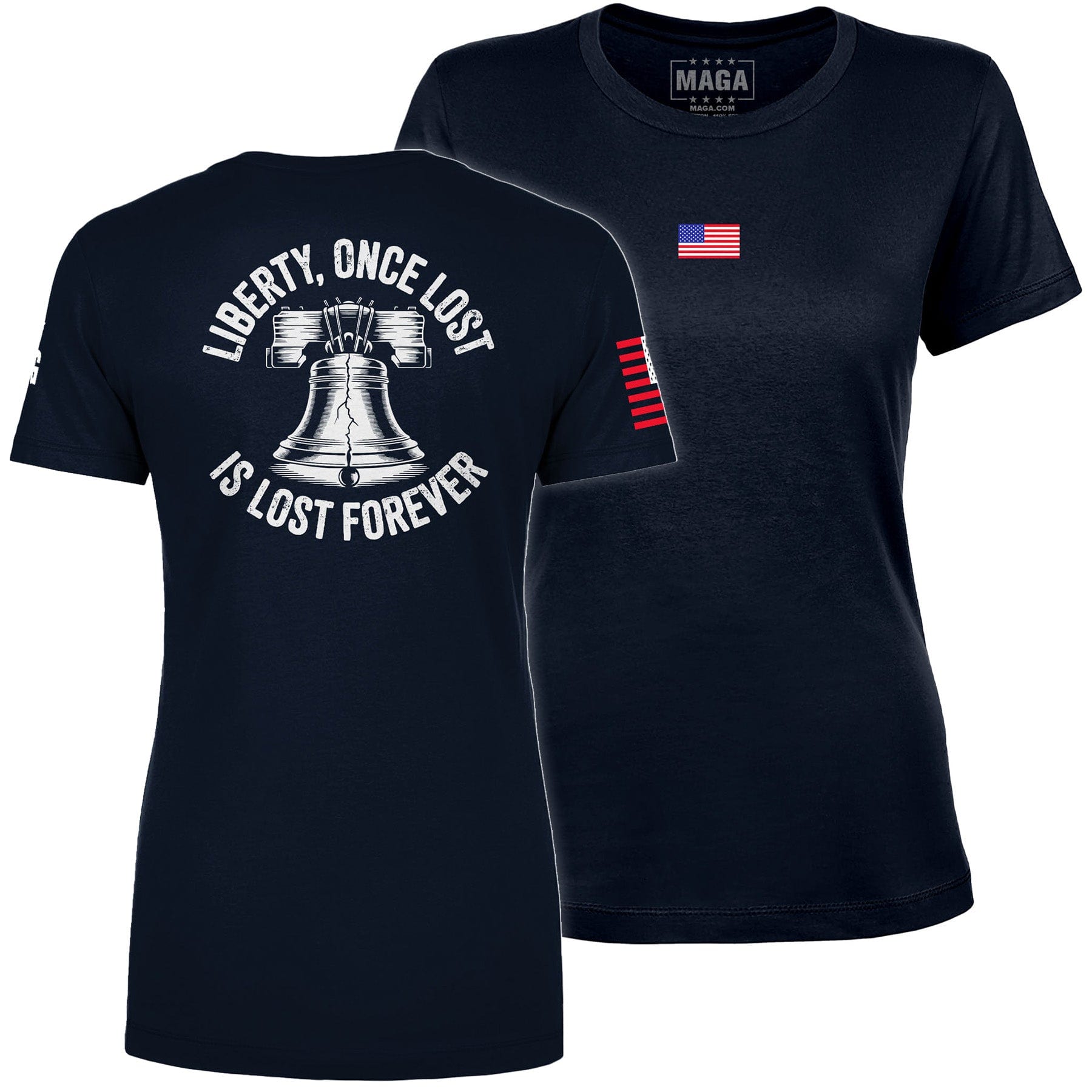 Navy / S Liberty, Once Lost Is Lost Forever Ladies Tee maga trump