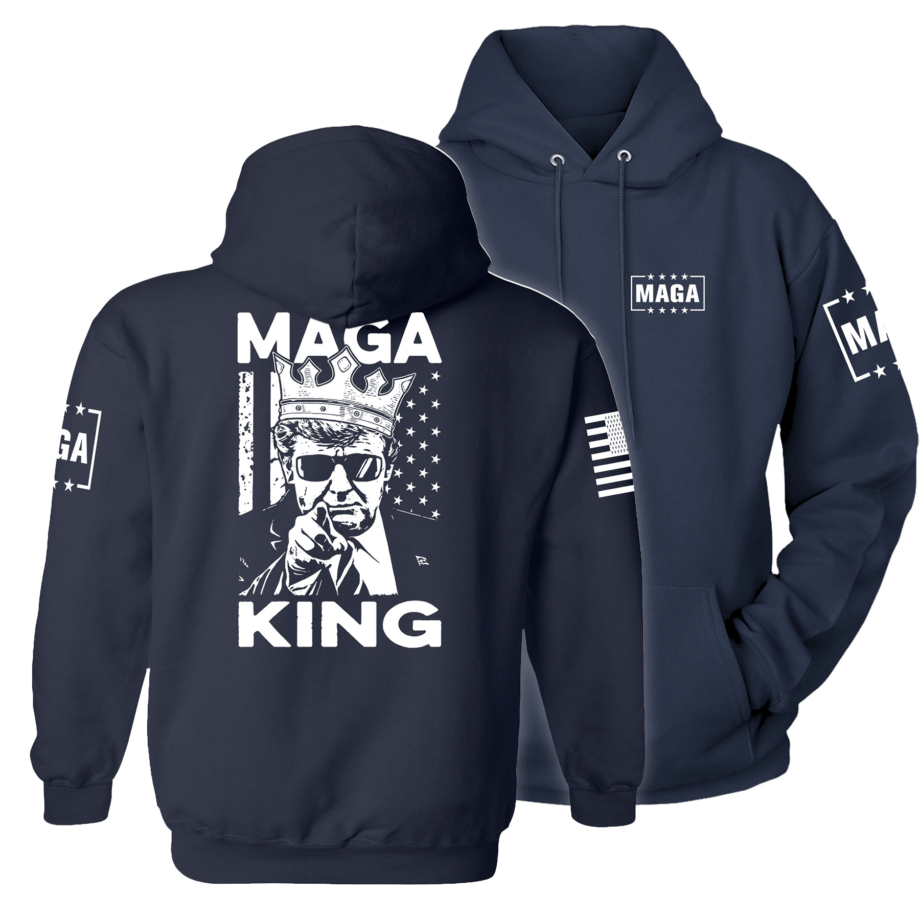 Navy / S MAGA King Back Print Hoodie maga trump