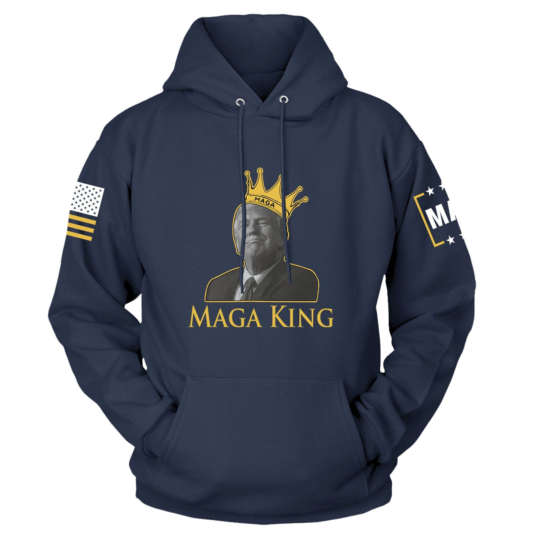 Navy / S MAGA King Front Print Hoodie maga trump