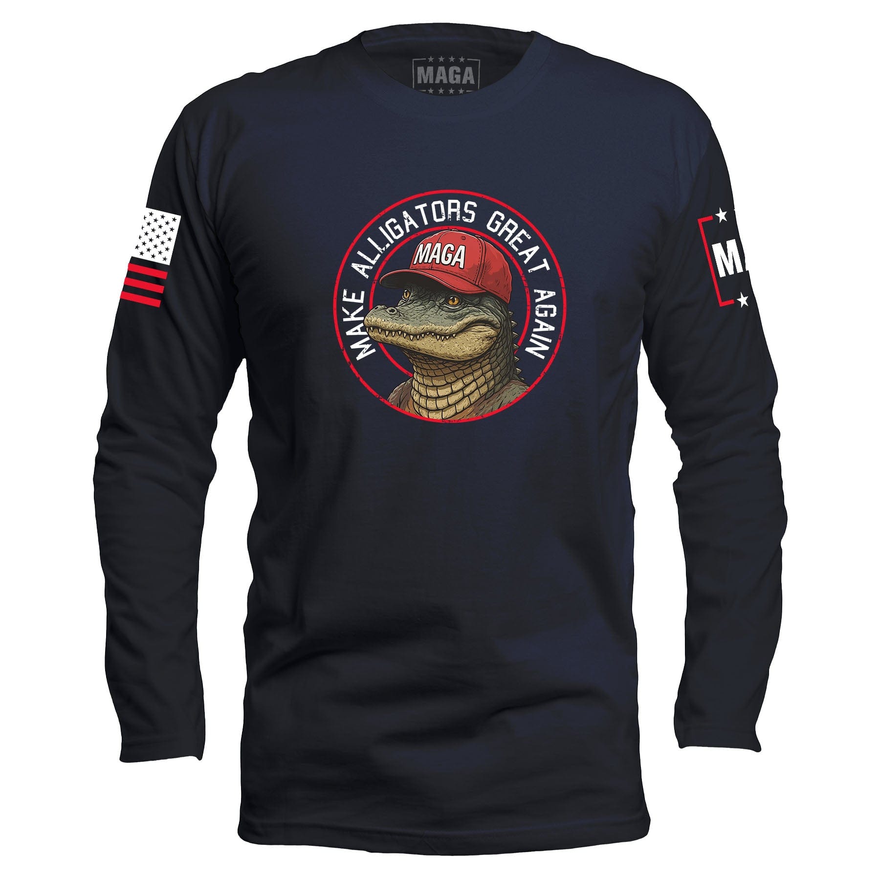 Navy / S Make Alligators Great Again v1 Long Sleeve maga trump