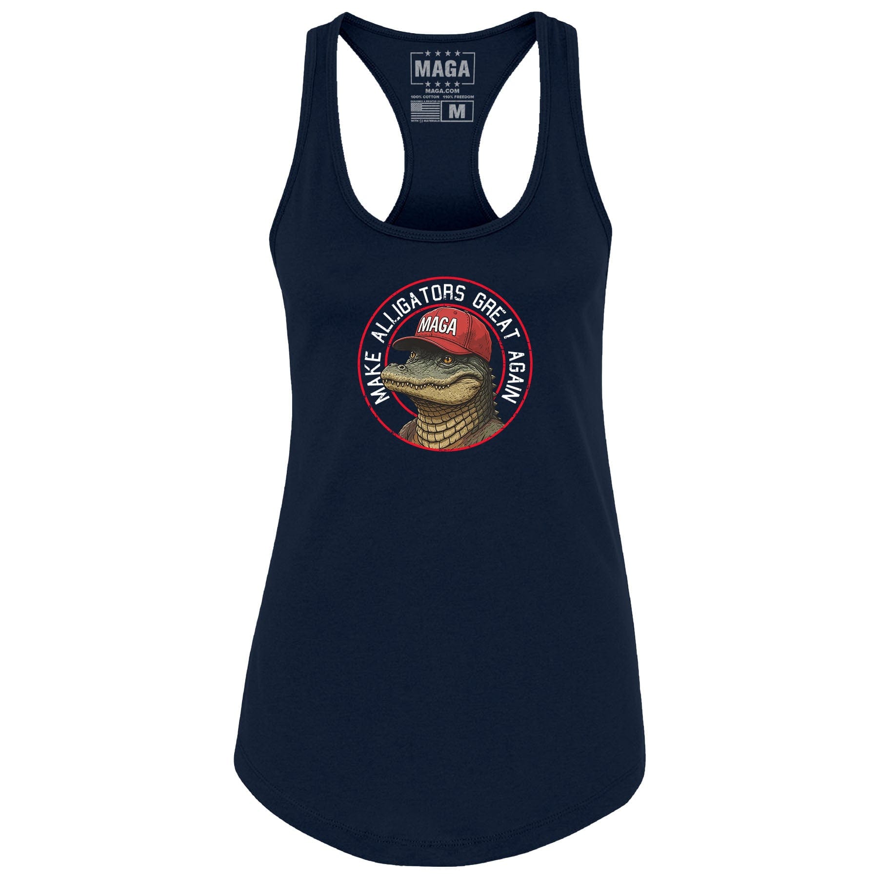 Navy / S Make Alligators Great Again v1 Racerback Tank Top maga trump