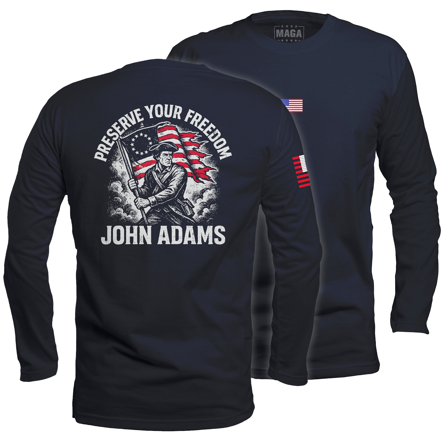 Navy / S Preserve Your Freedom Long Sleeve maga trump