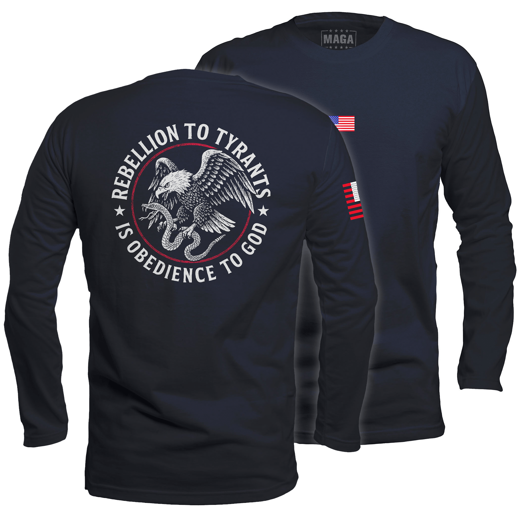 Navy / S Rebellion to Tyrants Long Sleeve maga trump