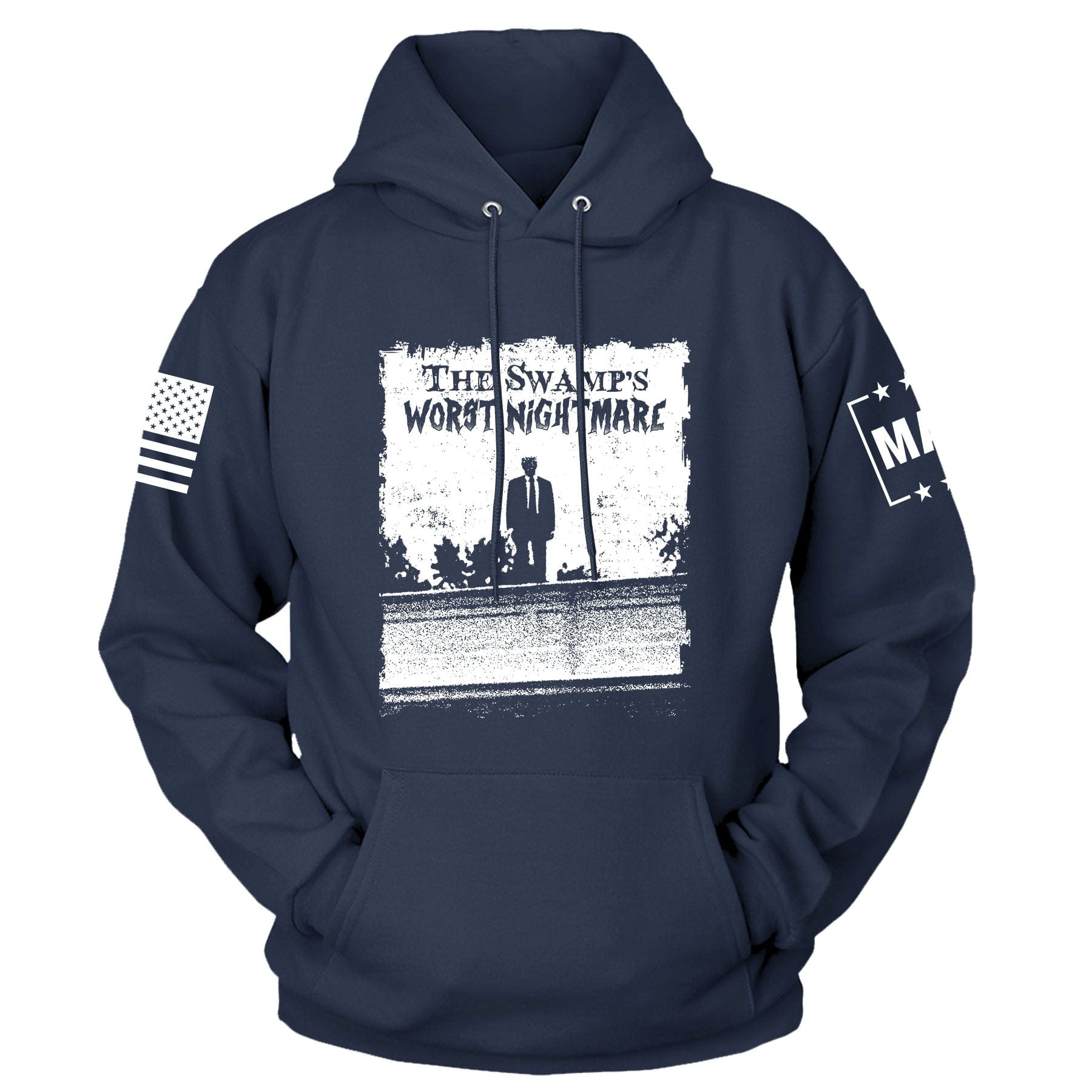 Navy / S The Swamps Nightmare Hoodie maga trump