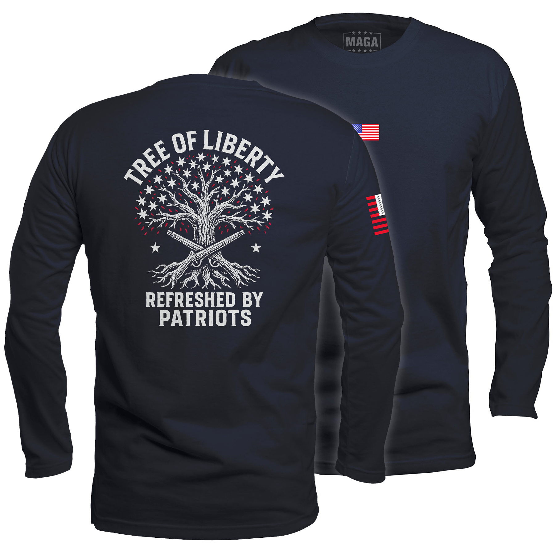 Navy / S Tree of Liberty Long Sleeve maga trump