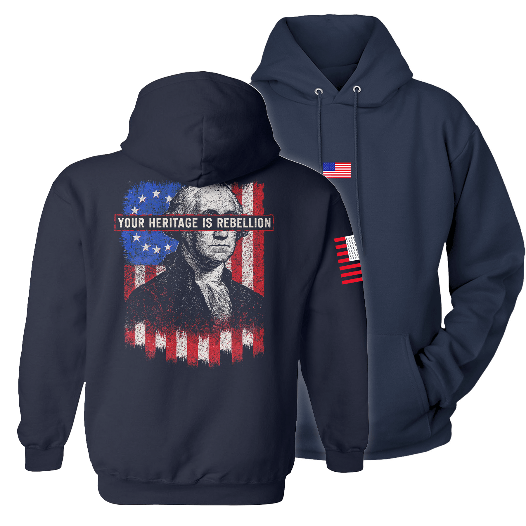 Navy / S Your Heritage is Rebellion Hoodie maga trump