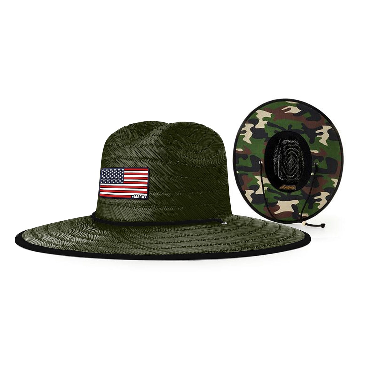 Olive Maga American Flag Straw Hat maga trump