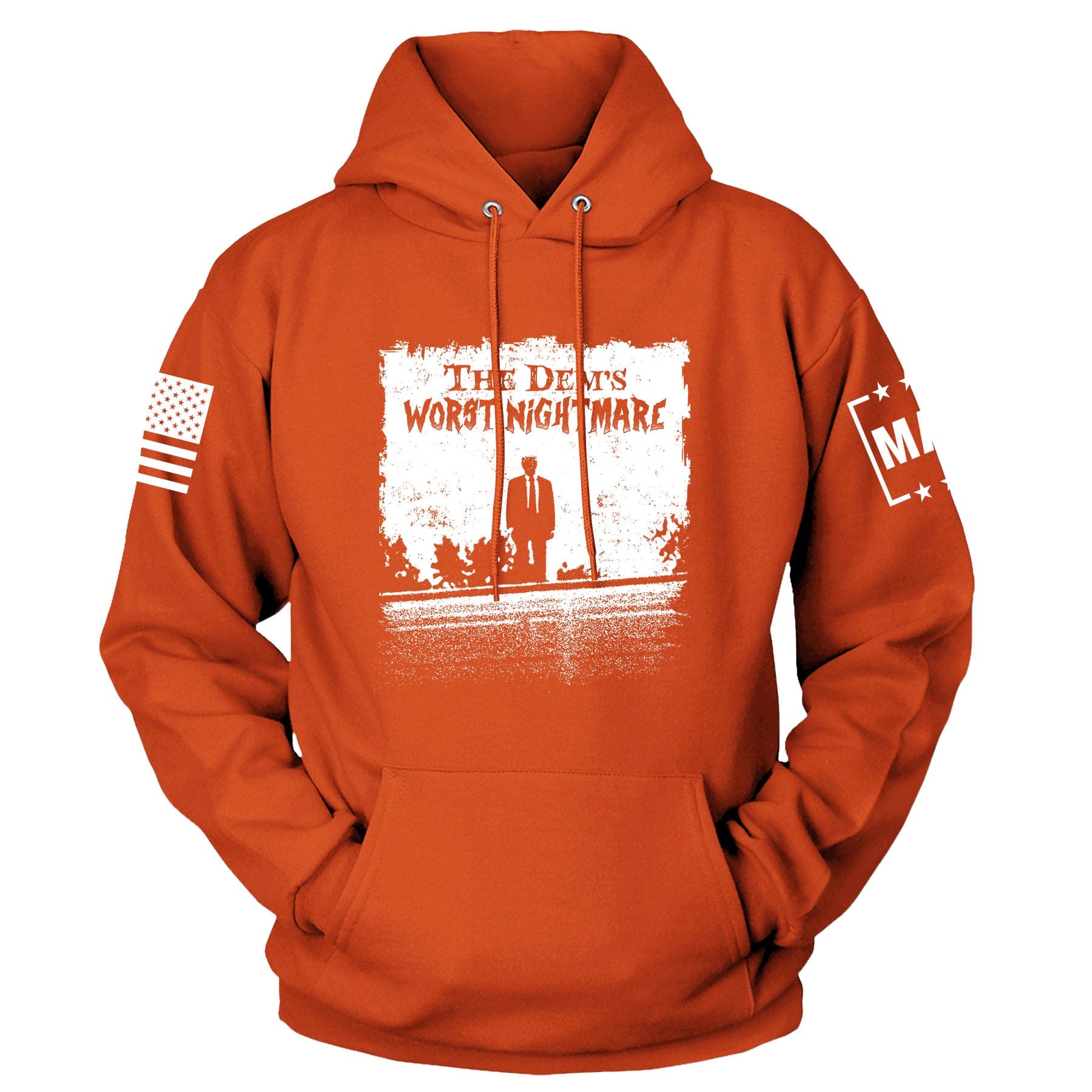 Orange / S The Dems Nightmare Hoodie maga trump
