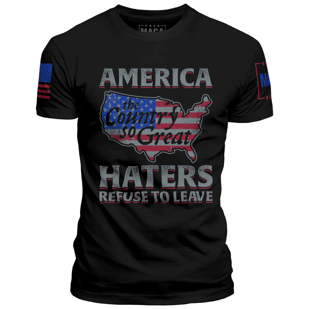 Premium Soft Shirt / Black / XS America... Haters Refuse to Leave maga trump