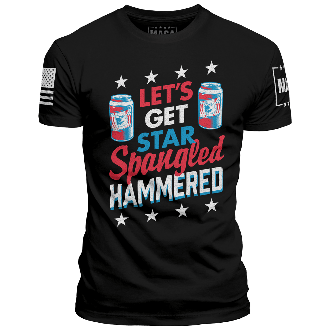 Premium Soft Shirt / Black / XS Let's Get Star Spangled Hammered maga trump