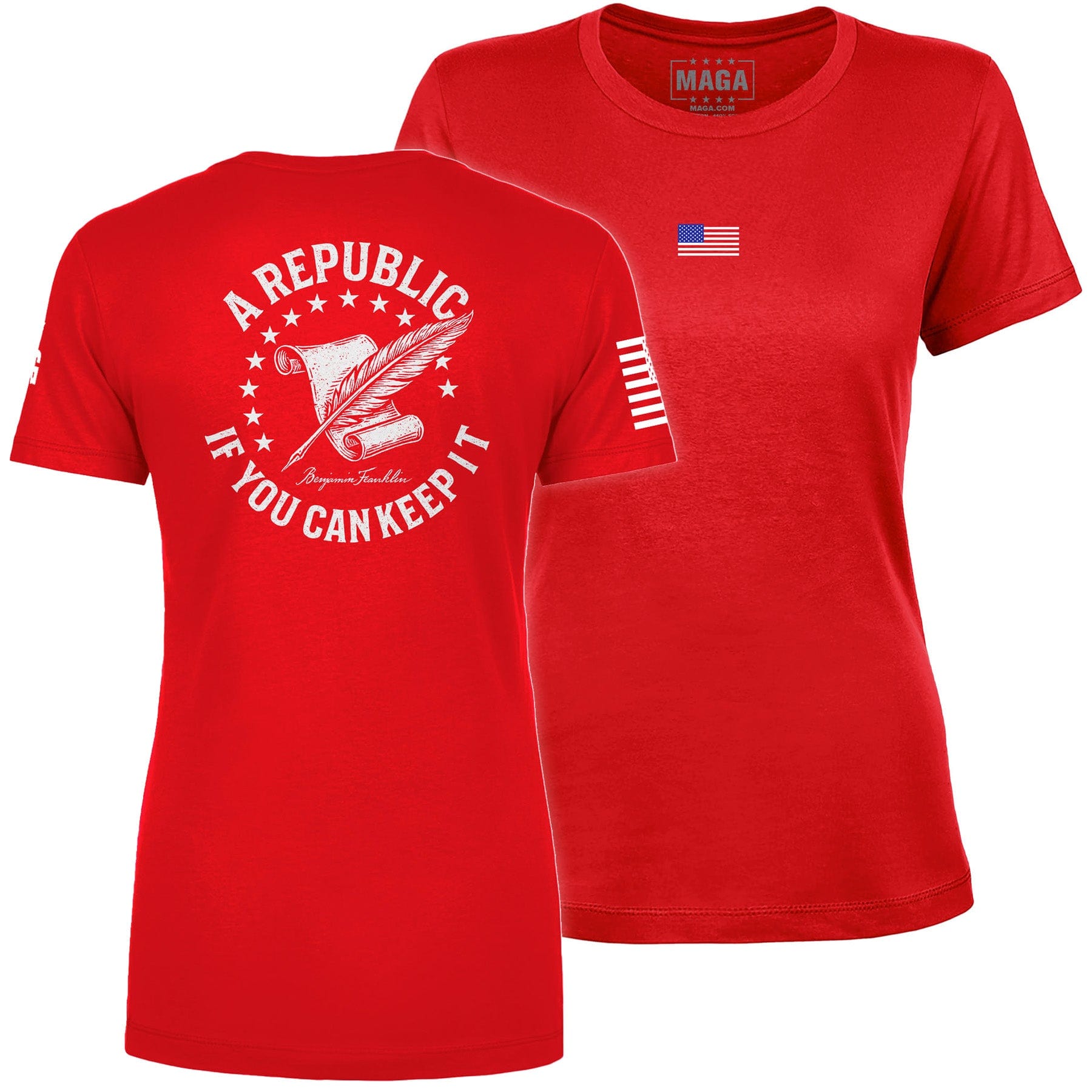 Red / S A Republic if you can keep it Ladies Tee maga trump