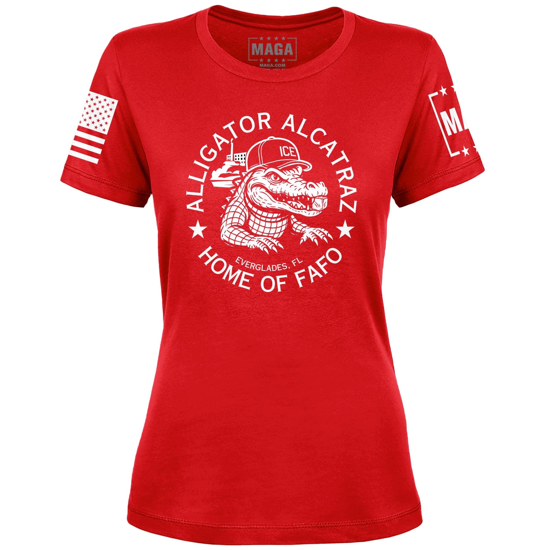 Red / S Alligator Alcatraz - Home of FAFO Ladies Tee maga trump
