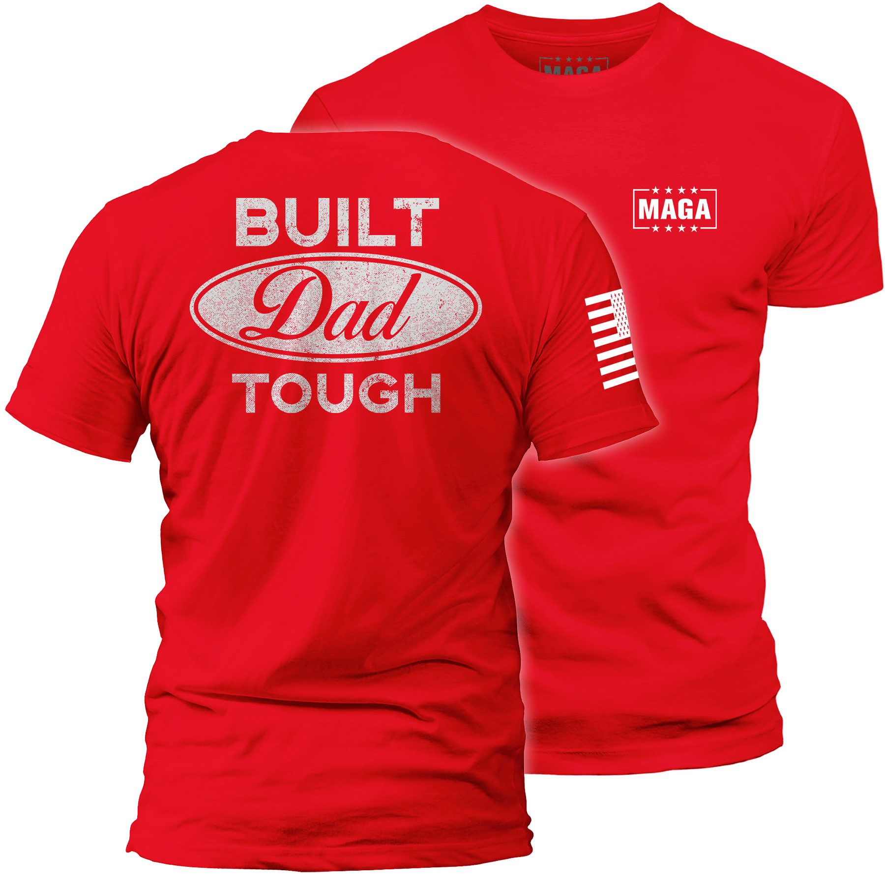 Red / S Build Dad Tough maga trump