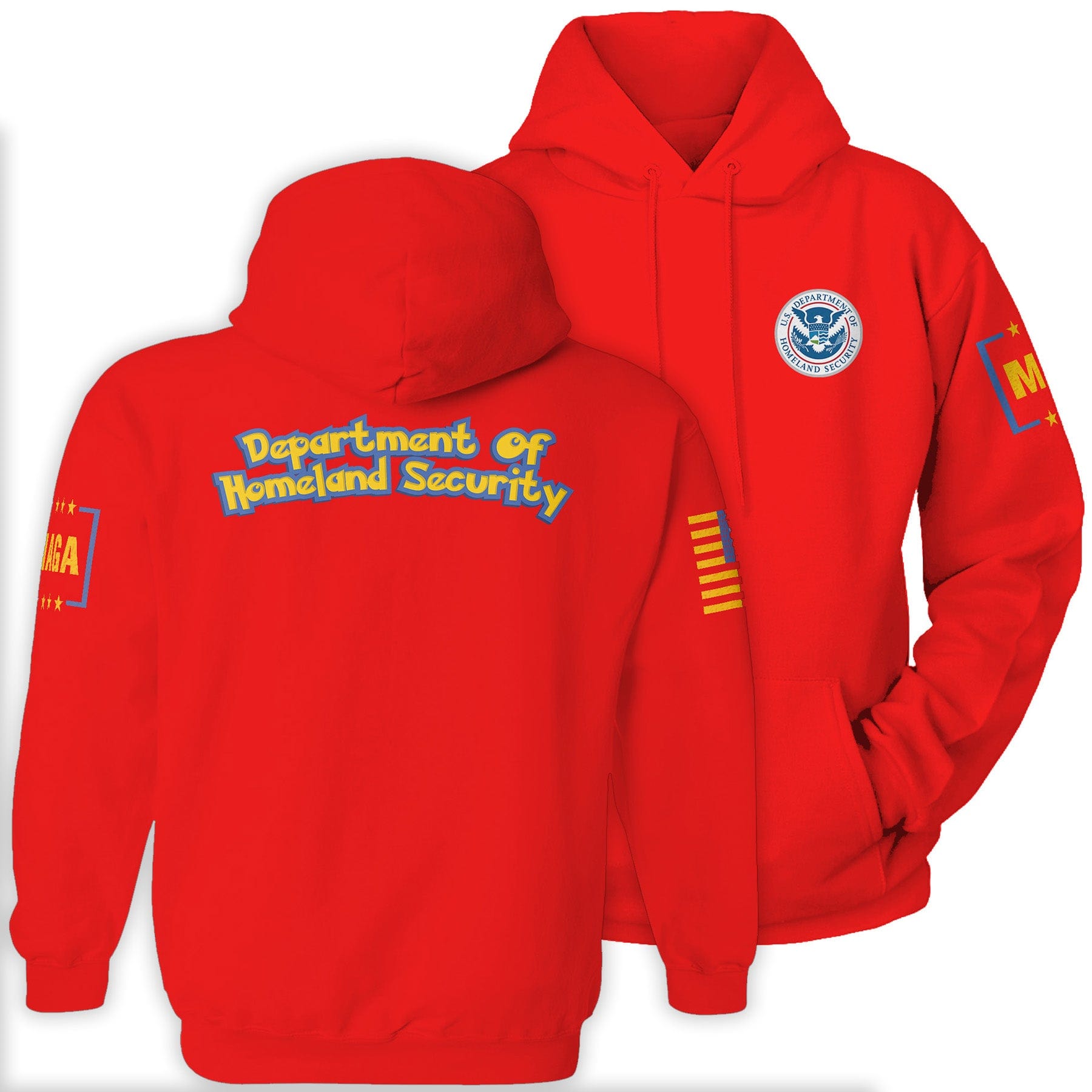 Red / S Department of Homeland Security Hoodie maga trump