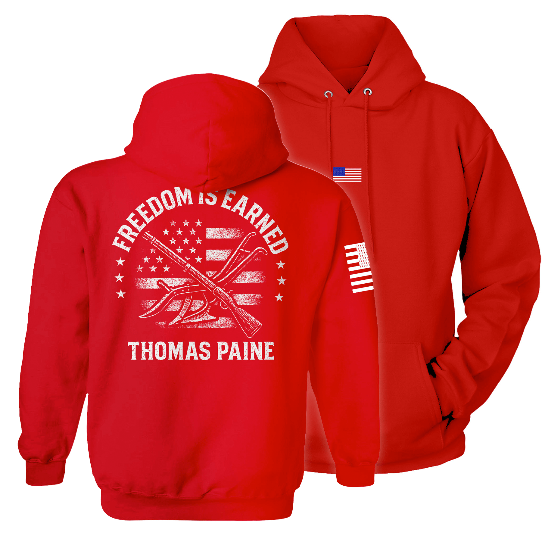 Red / S Freedom is Earned Hoodie maga trump