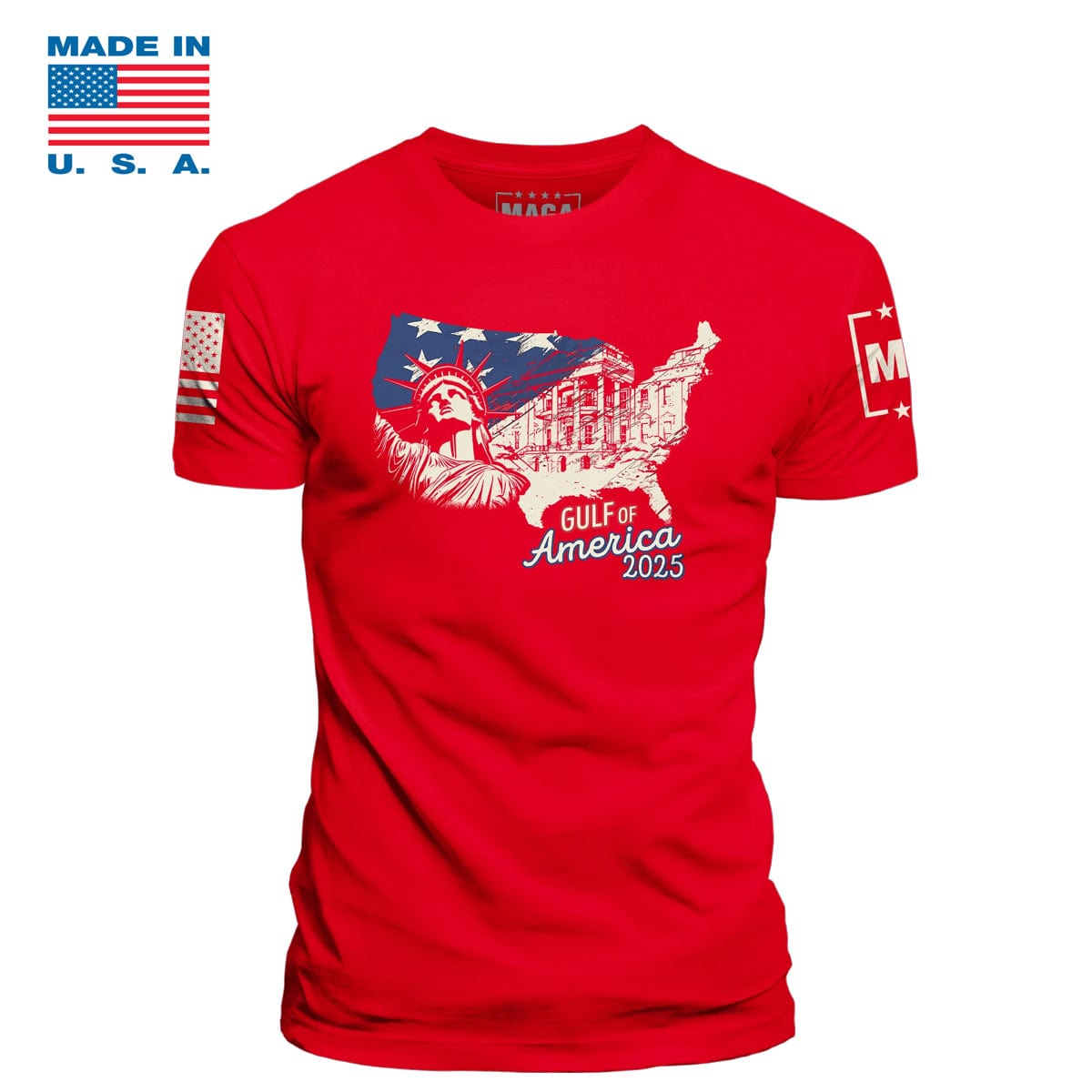 Red / S Gulf of America 2025 v1 Made in the USA maga trump